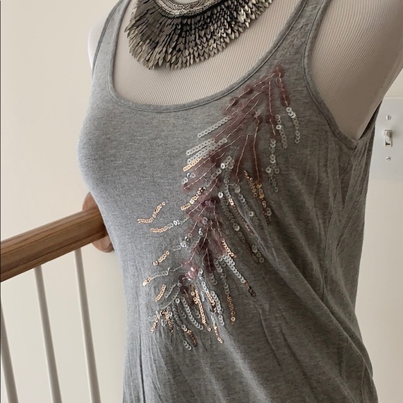 Banana Republic gray sequins embroidered tank - Picture 3 of 7
